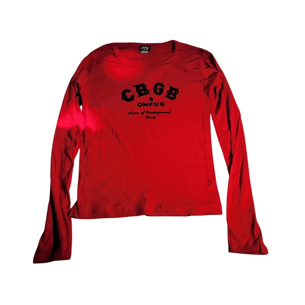 CBGB OMFUG Long Sleeve Graphic Tee Red Small Made in USA Rock Punk Shirt